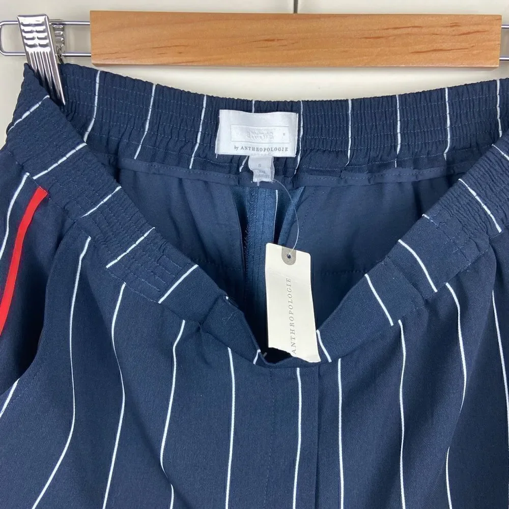 Anthropologie ett:twa Piped + Striped Navy Pant